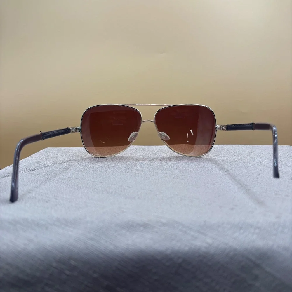 Silver Aviator Sunglasses Brown Gradient Lens Textured Arms 40301-174602-T05